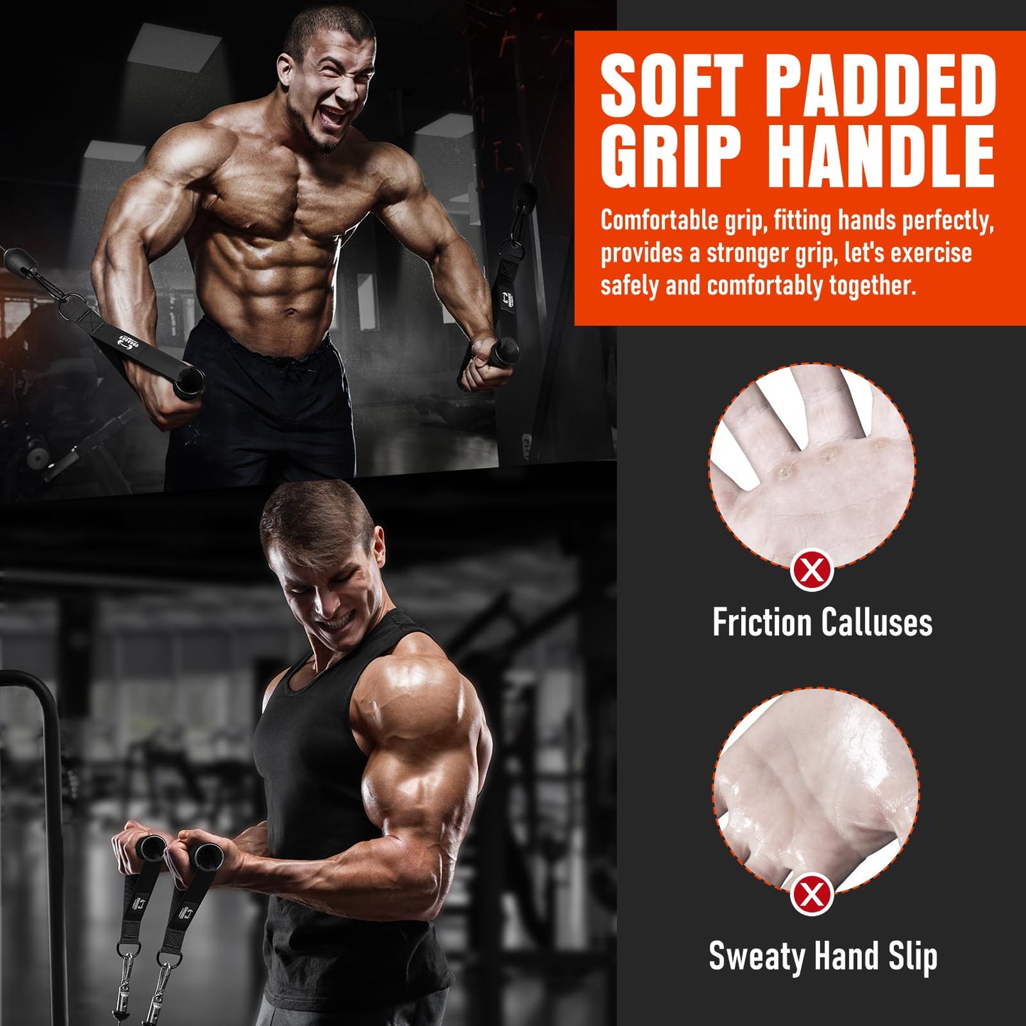 Heavy Duty Exercise Handles, Gym Cable Handles for Cable Machine Attachments, D Handle Cable Attachments, Handles for Resistance Bands, Workout Accessories, Fitness Equipment for Home Gym