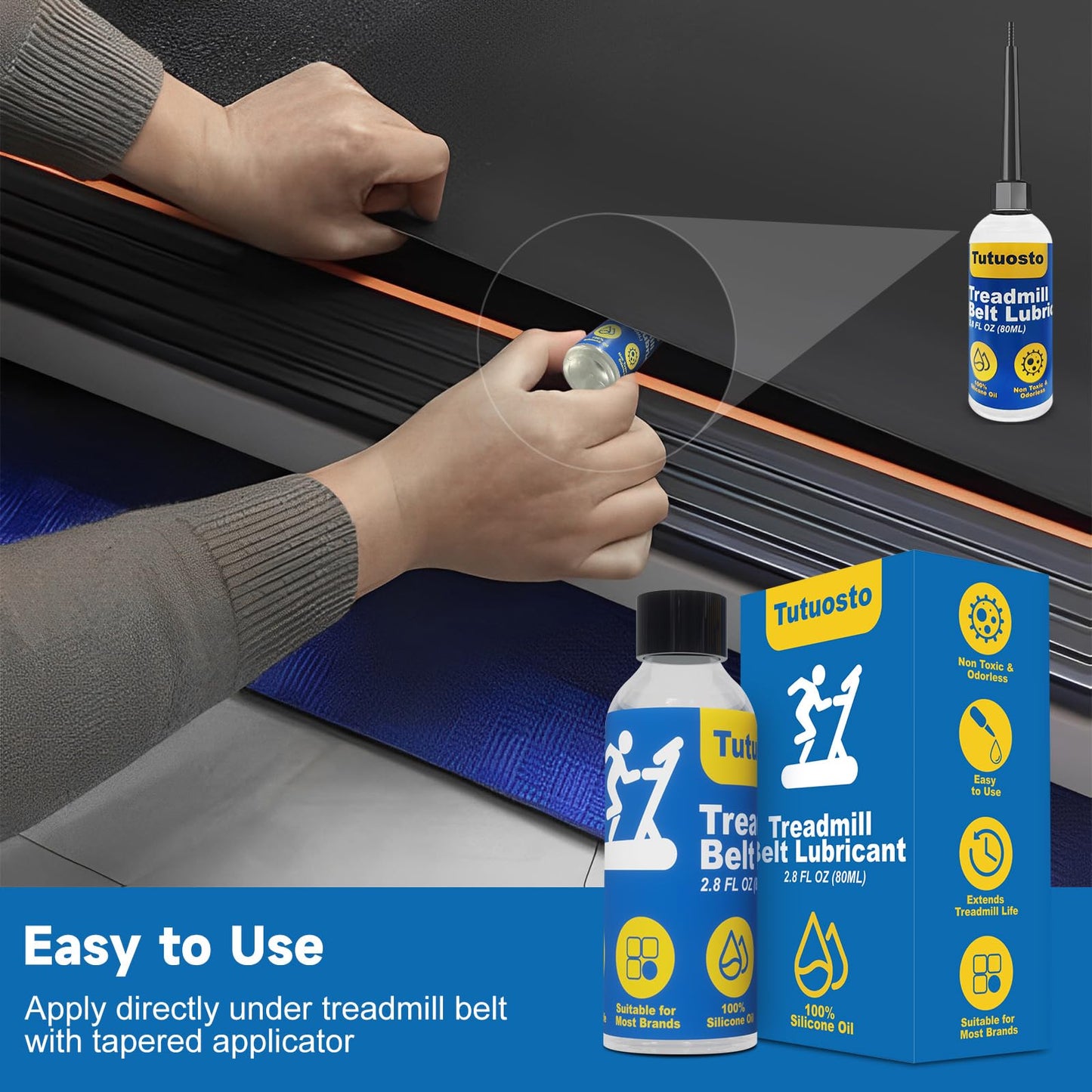 Treadmill Lubricant for Belt, 100% Silicone Treadmill Belt Lubricant, Treadmill Lubricant Kit, with Precision Screw Cap, Viscosity 500CS, Suitable for Most Treadmills, Silicone Oil for Acrylic Pouring