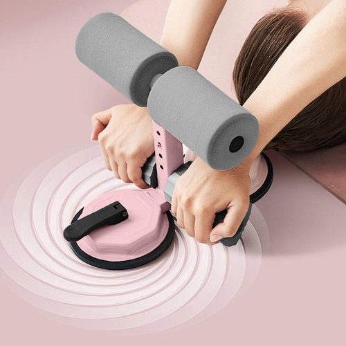 Ab Trainer Sit Up Machine with Resistance Band, Dual Suction Cups Abs Workout, Home Gym Abdomen Exerciser Equipment (Pink)