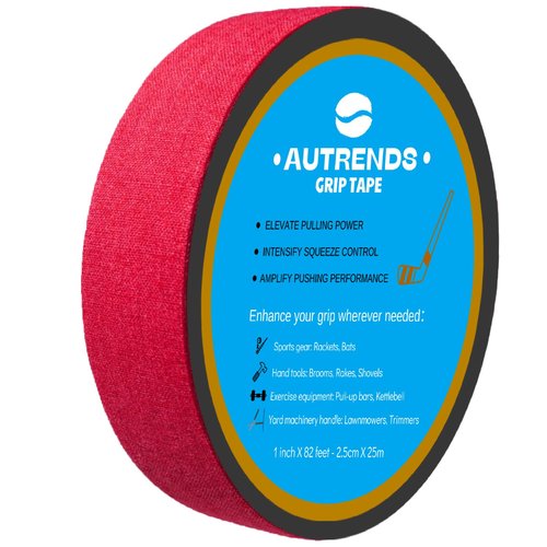 Autrends Grip Tape - Multipurpose Cloth Grip Tape for Pull Up Bars, Barbells, Dumbbells, Sports, Tools, Handles, Bats, Rackets, Yard Tools, Wire Wrap, Knife Grip, 1 Inch x 82 Feet