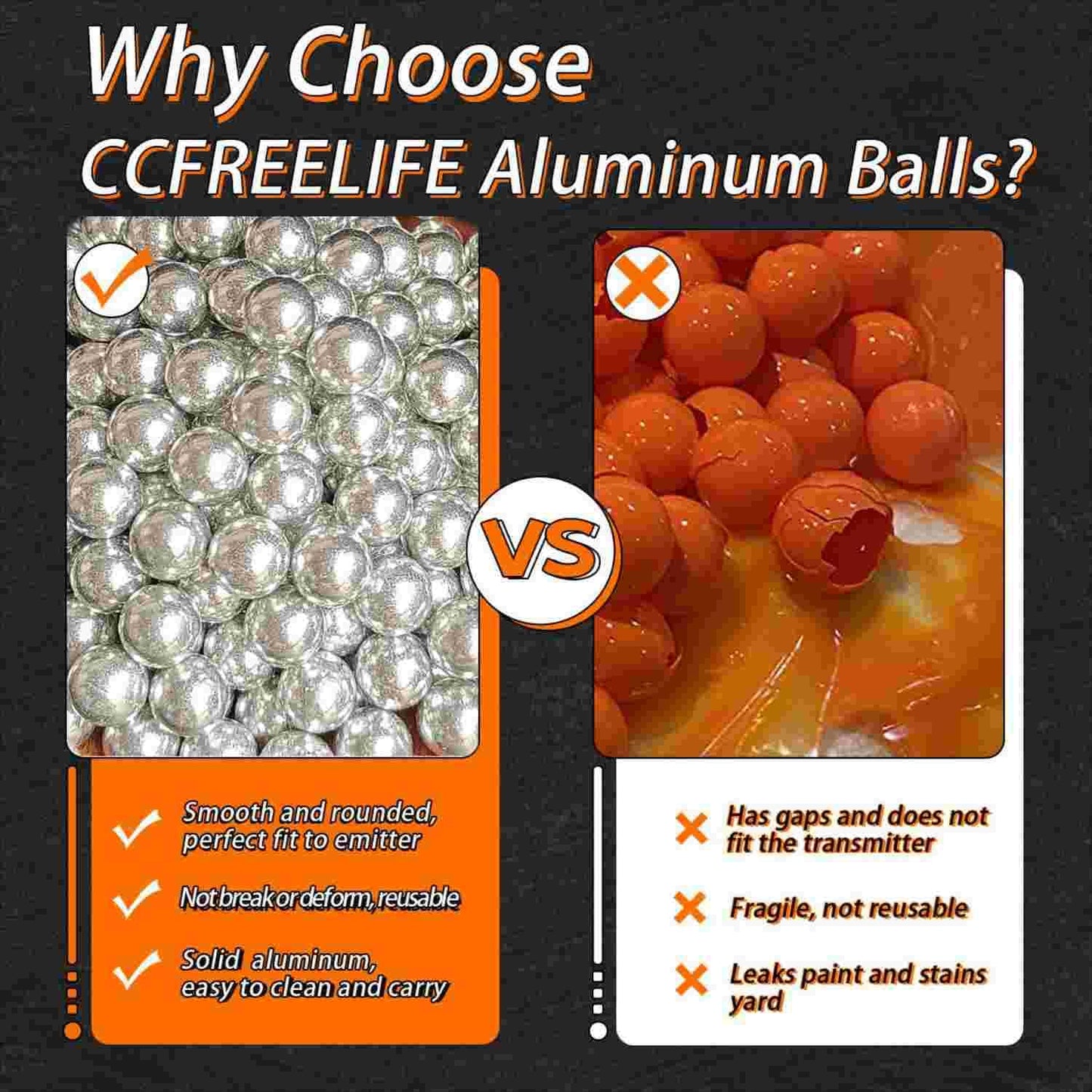 101ct .43 Caliber Aluminum Balls for Self Defense and Target Practice, 1.8 Grams Solid Hard 43 Caliber Balls Fit for Yard Outside Practice (101)