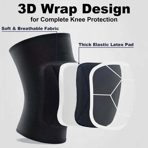 JYBTAA Men/Women Knee Pads for Volleyball Wrestling Sports, Lightweight Compression Knee Sleeve for Execise Fitness Workout, Protective Kneepad for Gardening Cleaning Kneeling Work, Black Plus Size (1 Pair)