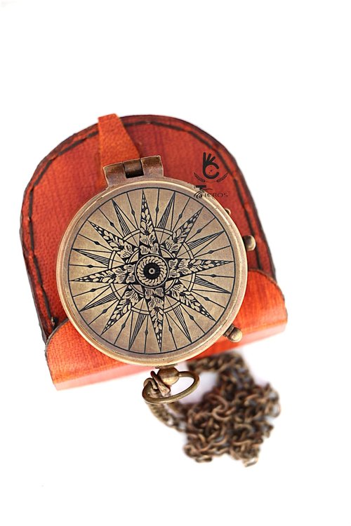 Vintage Brass Compass with Engraved Quote – “So You Can Always Find Your Way Back to Me” – Antique Nautical Compass Gift for Men, Women, Husband, Wife, Son with Leather Case