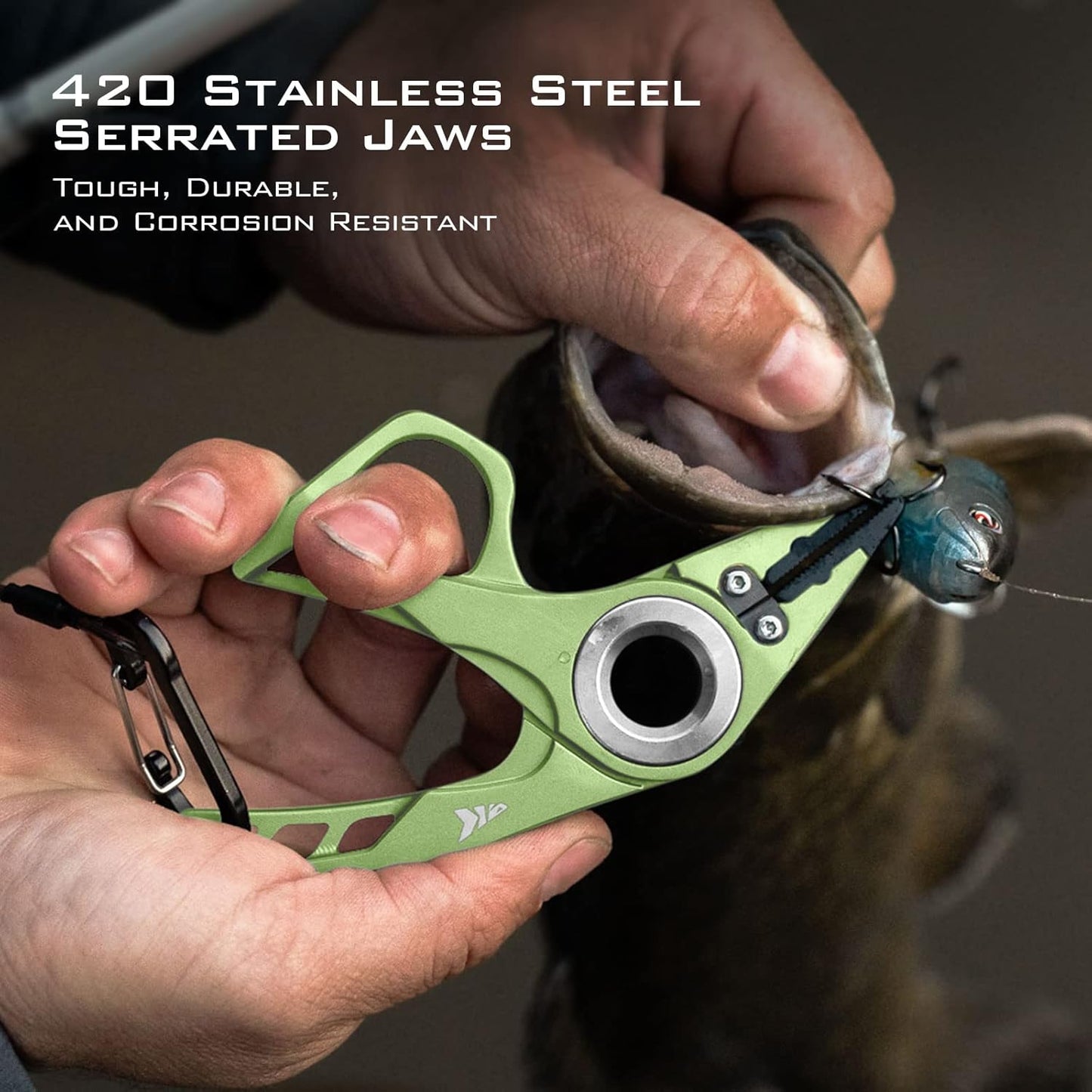 KastKing Micro Gila Fishing Pliers, Integrated Finger Hole, Aircraft Grade Aluminum, Fishing Tools, Saltwater Resistant Fishing Gear, Tungsten Carbide Cutters, Burt Orange