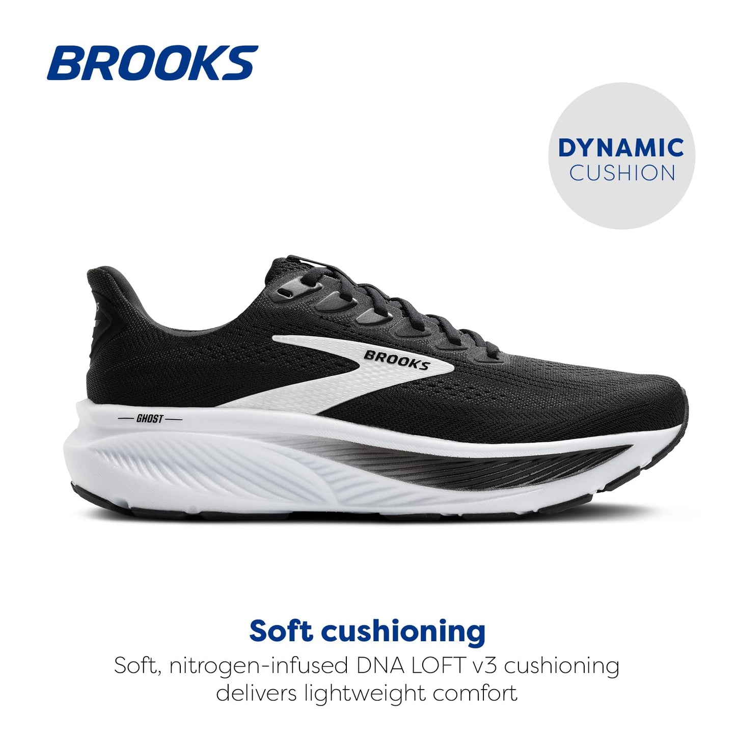 Brooks Women’s Ghost 17 Neutral Running Shoe - Black/Grey/White - 5 Wide