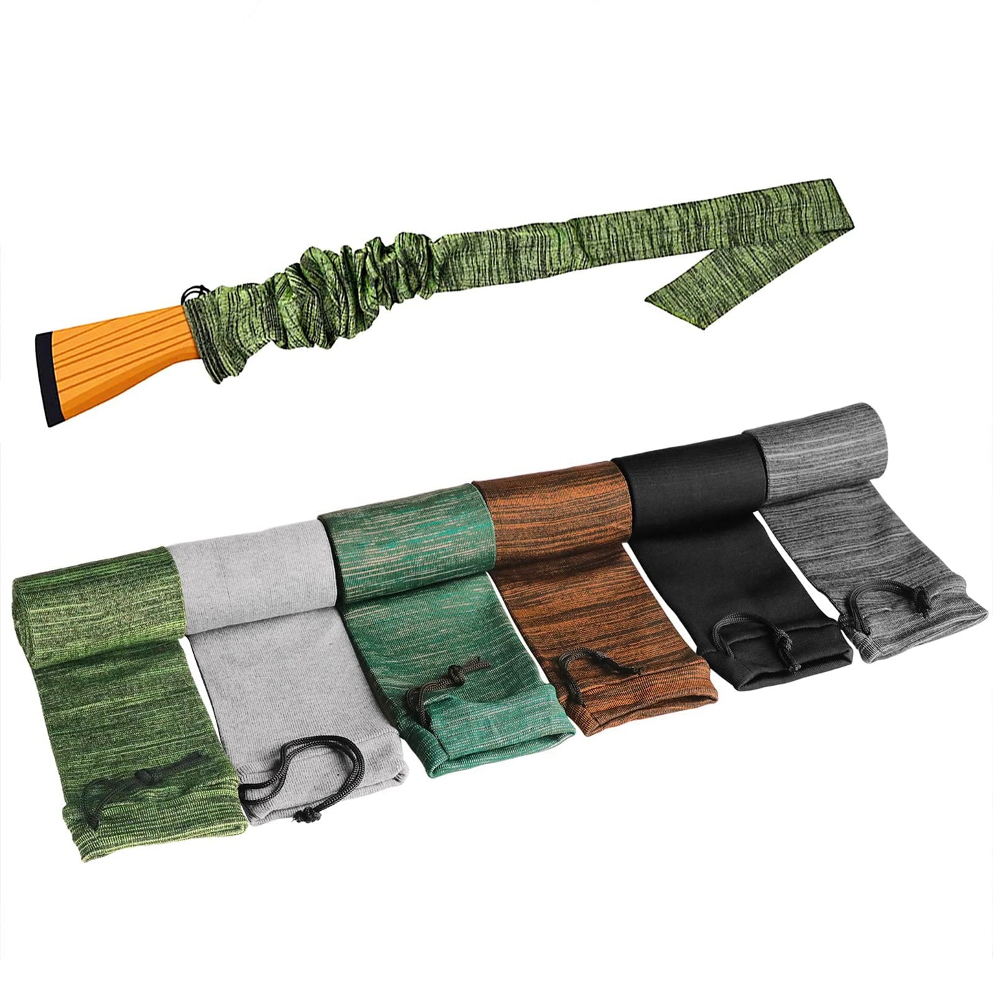 Junsen 6 Pieces Gun Socks Case Sleeve,54 Inch Knit Gun Socks for Rifles, Extra-Wide Rifle Sock, Suitable for Rifles with Scopes Protection Accessories