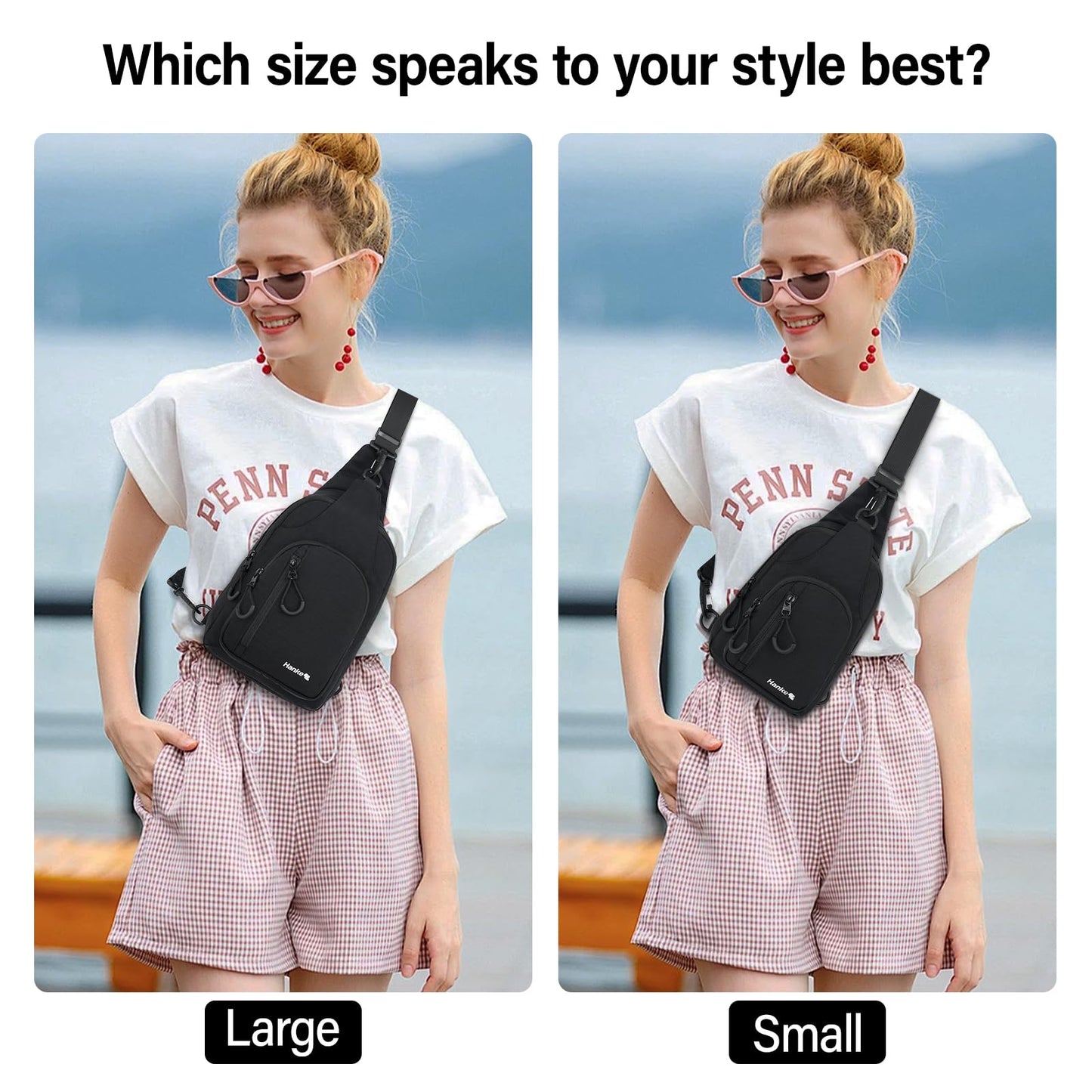 Hanke Crossbody Sling Bag for Women Men, Large Casual Cross Body Sling Bags, Lightweight Chest Bag for Outdoor Hiking Travel (Graphite Black)
