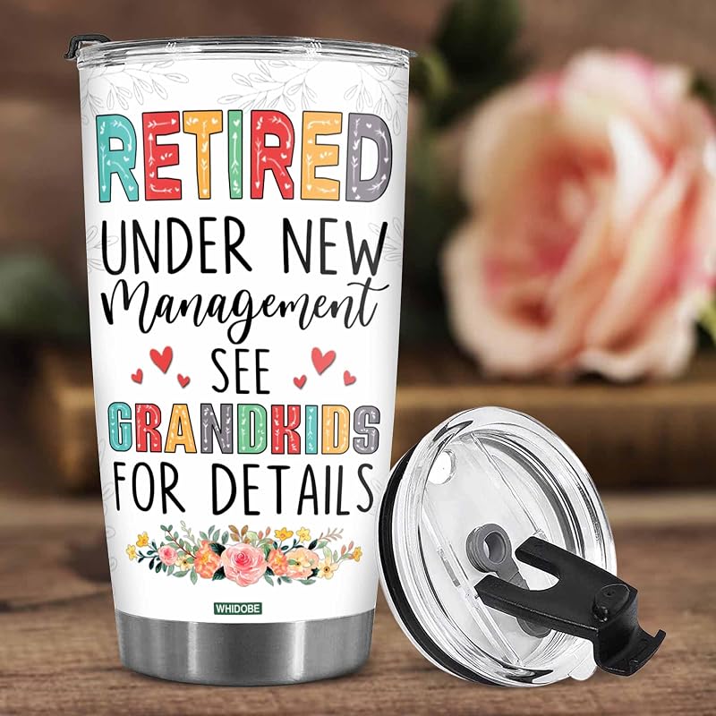 WHIDOBE Retirement Tumbler - Gift for Retired Women, Grandma, Mom - 20 oz Stainless Steel