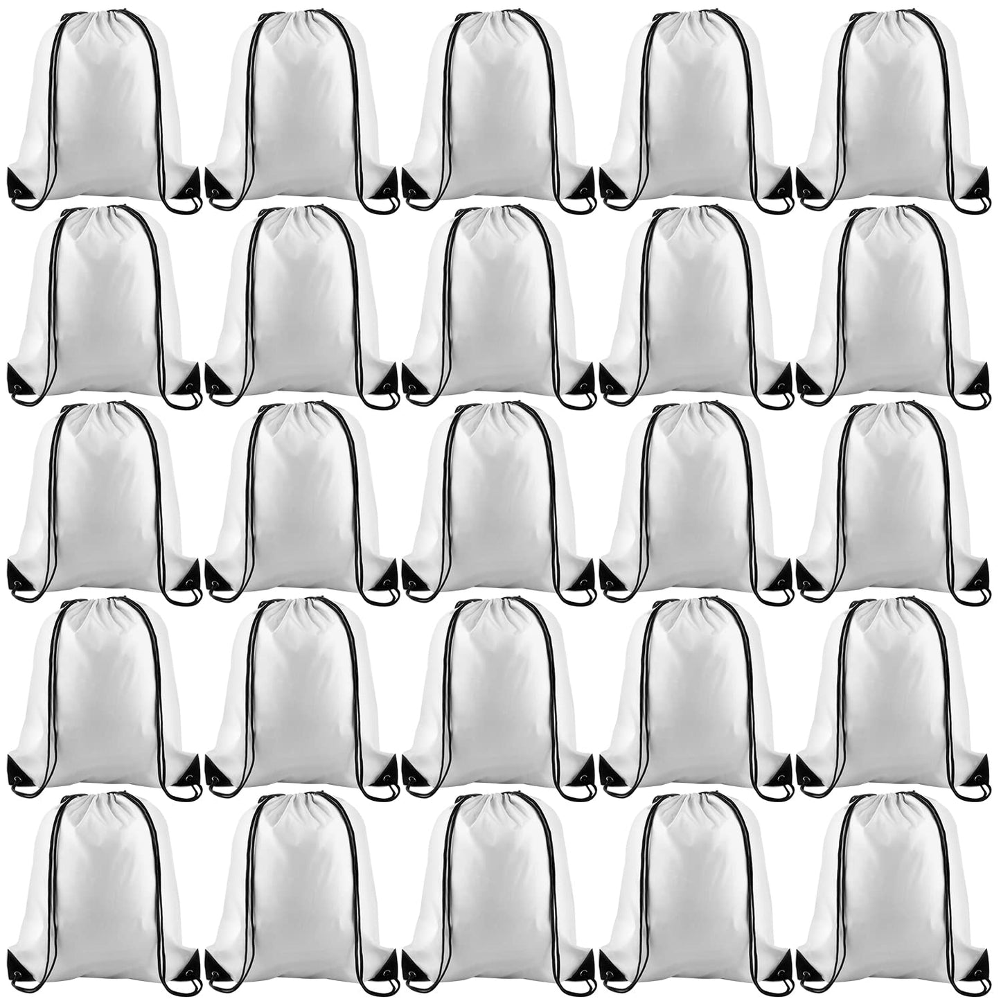 KUUQA 50Pcs White Drawstring Backpack Bulk Drawstring Bags String Bags Storage Bags Gym Backpack for Sport Gym Traveling