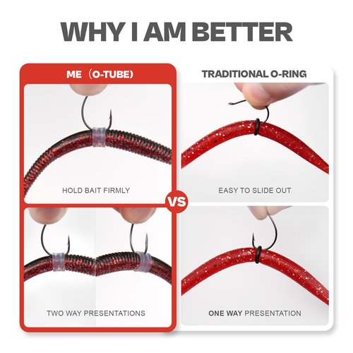 Wacky Worm O-Rings (180/150/120 Packs) – Heavy-Duty Silicone Senko Bait Protector (Only Kit Includes Tool) | Prevents Bass from Ripping Soft Plastics | Fits All Senko Worms (Small/Medium/Large)