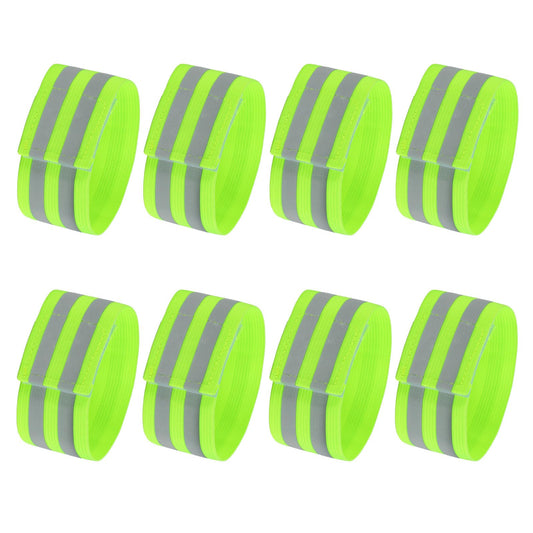 8PCS High Visibility Reflective Bands for Running, Neon Strap Tape Bracelets, Adjustable Reflective Strap Bracelets, Reflectives Running Gear for Women Men Runnings Cycling Walking Arm Wrist Ankle Leg