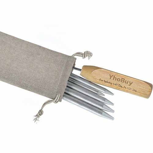 Rope Splicing Tool Kit, 5 Aluminum Fids Set with Pusher, 1/4 to 1/2 inch Sizes