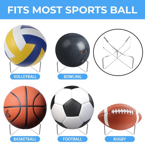 Larrel 6 Set Basketball Holder, Clear Acrylic Basketball Football Stands for Display Lightweight Yet Sturdy Ball Stand for Football Basketballs Soccer Volleyball Rugbys