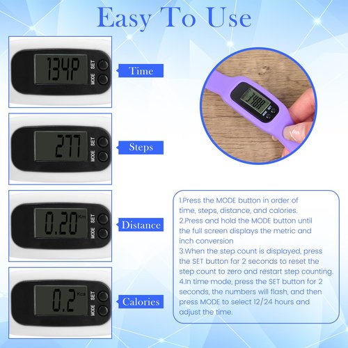 Tondiamo 9 Pcs Fitness Tracker Watch Silicone LED Walking Running Pedometer Calorie Burning and Step Counting Watch Pedometer Bracelet for Walking Men Women Kids Sports, Multi Colors