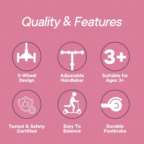 Dribbl 3-Wheel Kids Scooter - Lean-to-Steer Technology, Adjustable Height Handlebar, Wide Deck, Scooter for Boys & Girls Ages 3+, Child Safety Approved, Support Riders Up to 165 lbs, Purple and Pink