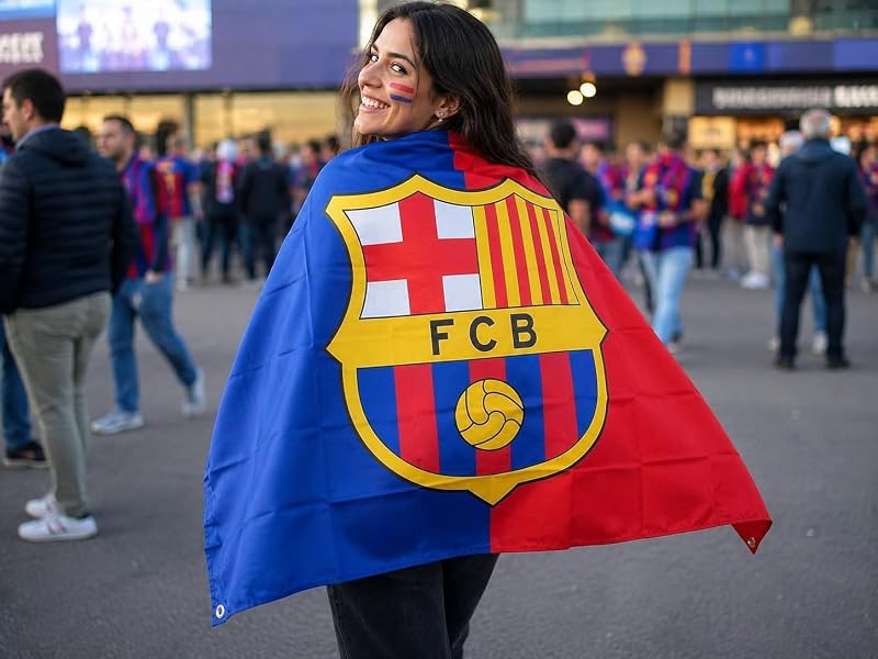 Barcelona Flag Banner 3x5 ft - Durable Polyester Indoor Outdoor with 2 Grommets