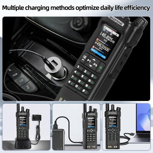 BAOFENG UV-32 Ham Radio 10W Two Way Radios Long Range Handheld NOAA Weather Radio Rechargeable UV32 5RM K5 Walkie Talkies with GPS,APP Programming Copy Frequency USB-C Charging for Survival Gear