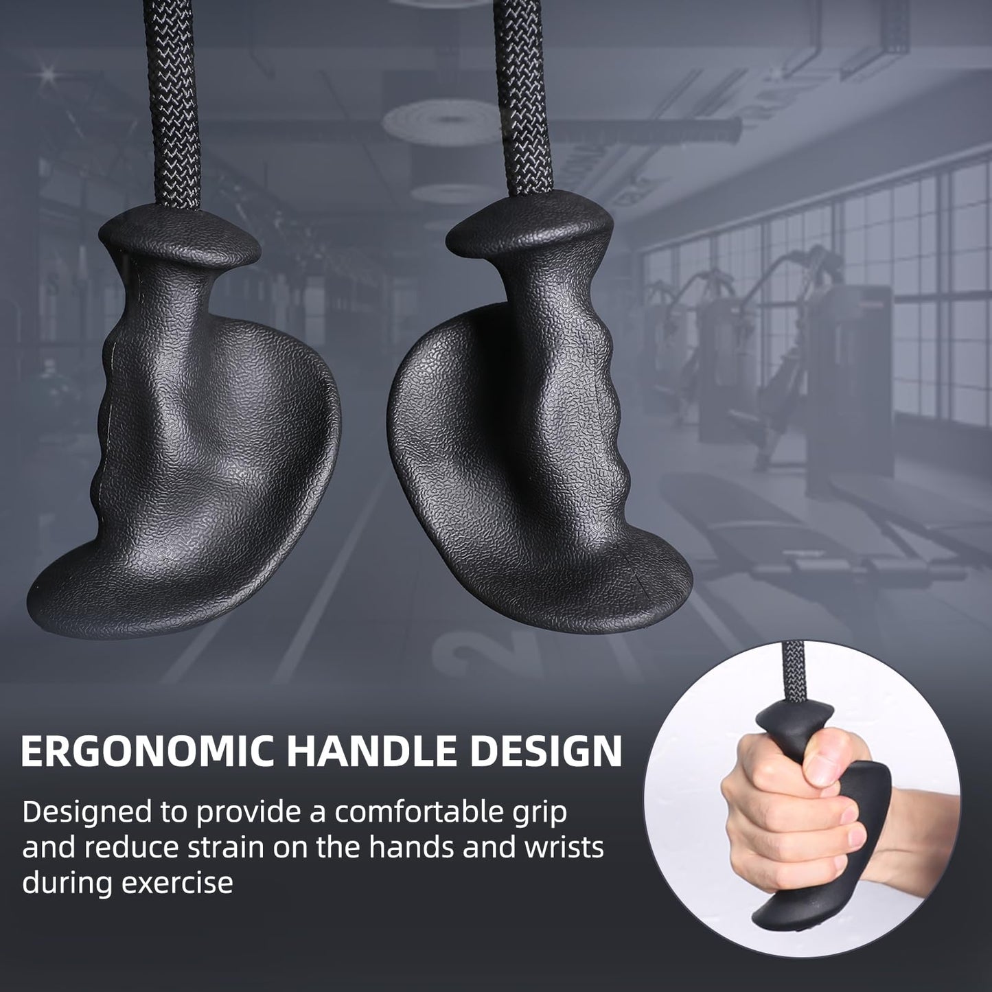 SYL Fitness 36" Ergonomic Tricep Rope Cable Attachment, Exercise Machine Attachments Gym Pulley System Pull Down Rope with Carabiner