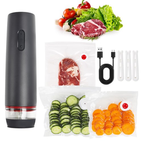 Handheld Vacuum Sealer for Food with Visible Water Tank, Portable Vacuum Sealer Machine, Compact Cordless Food Sealer with 30 Reusable Vacuum Bags for Food Preservation & Storage
