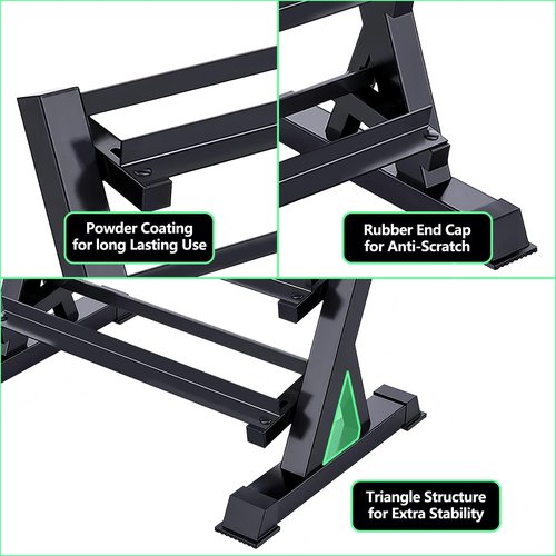 Heavy Duty Steel Dumbbell Rack for 5-50lb Adjustable Dumbbell Weight Storage 3-Tier Weight Stand Rack Home Gym Organizer 1100 LBS Weight Capacity (black, 48 inch)