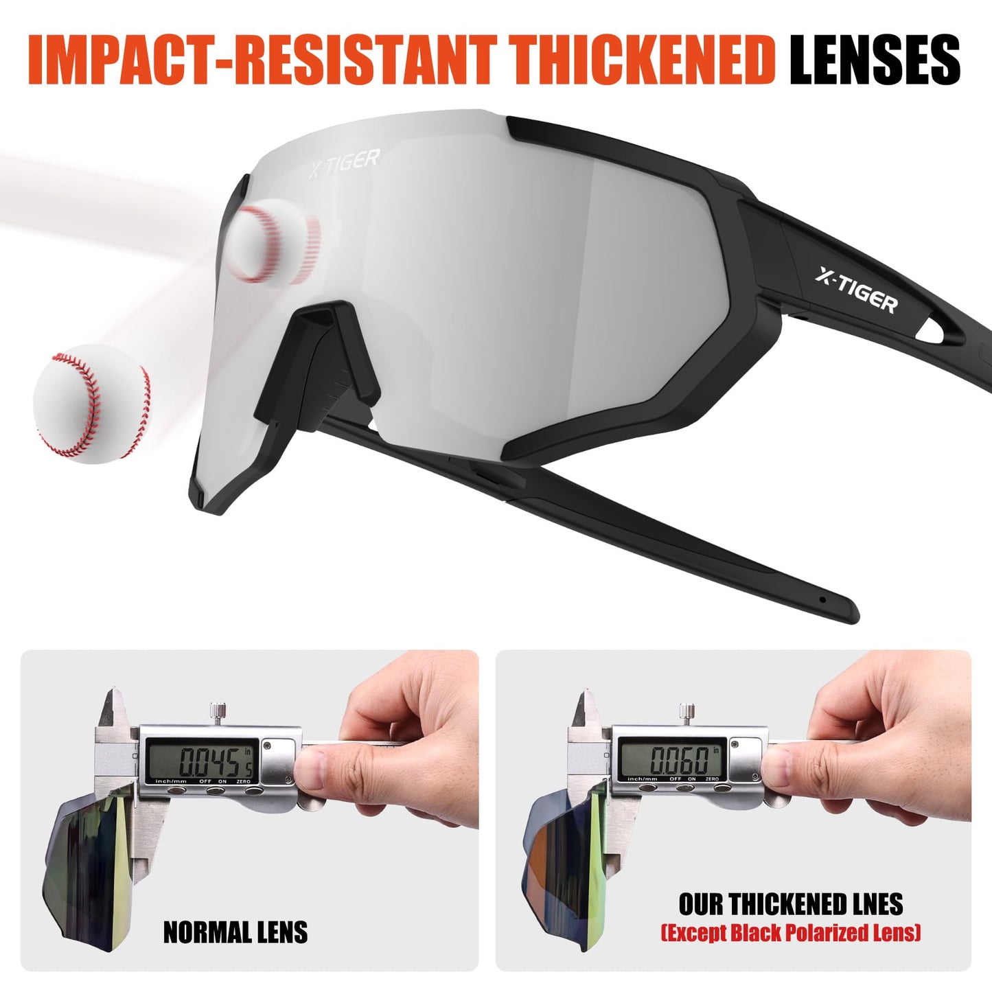 X-TIGER Polarized Sports Sunglasses with 3 Interchangeable Lenses,Mens Womens Cycling Glasses,Baseball Running Fishing Golf Driving Sunglasses