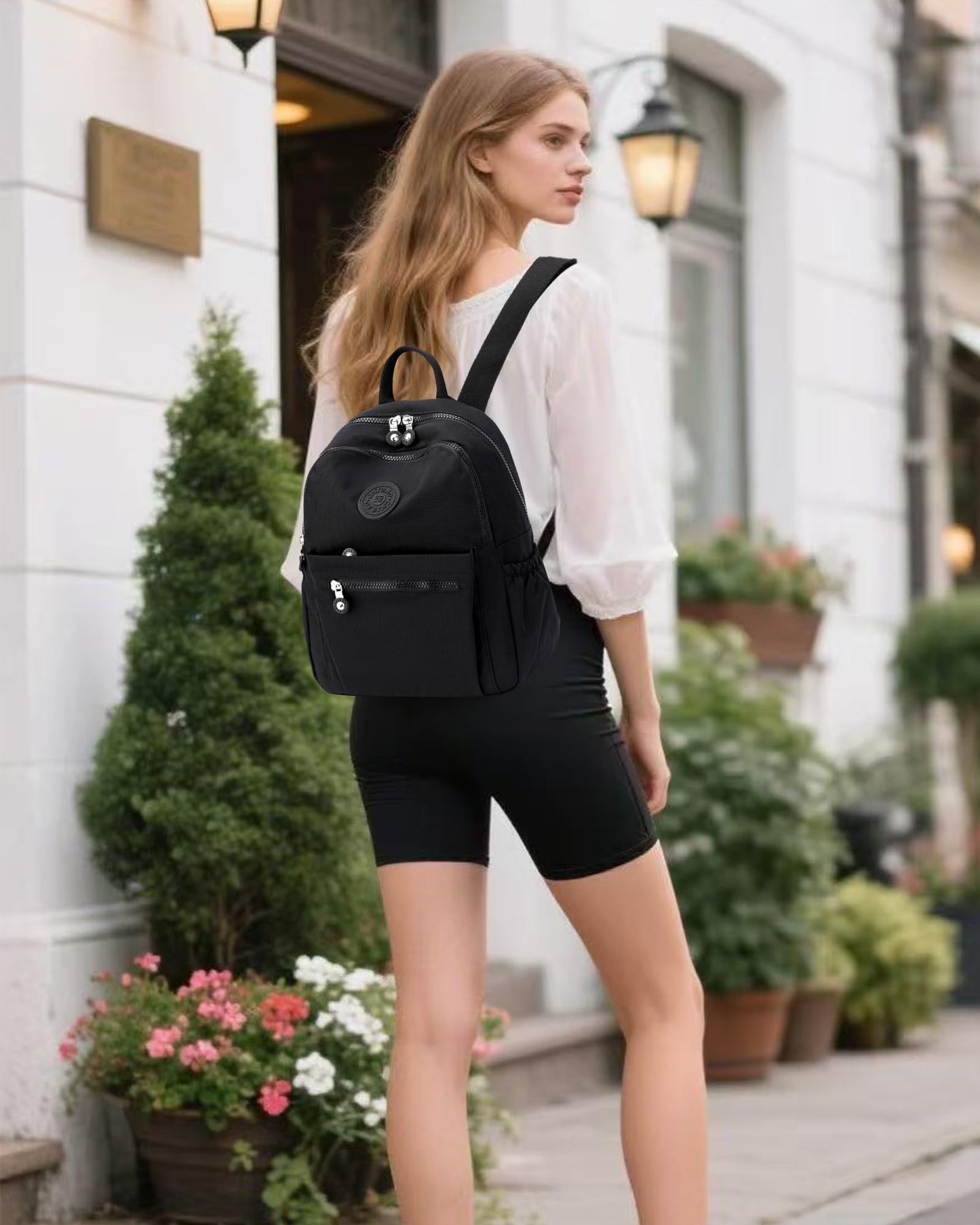 Tanweibago Mini Nylon Women Backpacks,11L Small Ladies backpacks Casual Lightweight Women Shopping Travel Daypack (Black)