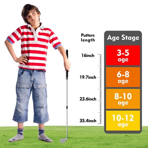 Youth Golf Wood,35-inch Telescopic Aluminum Kids Golf Club, with 6 Practice Balls, Practice Putting Cups and Flags-Only Right-Handed