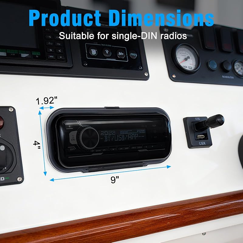 Herdio Marine Radio Cover, Water-Resistant, Smoke-Tinted Flip-Open Door