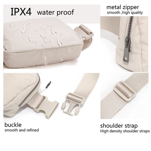 Fanny Belt Bag Waist Pack Crossbody Bags Bum Bag for Running Hiking Travel Workout Adjustable Strap for Women -beige