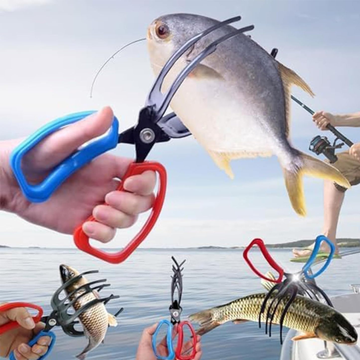 3 Claw Fish Gripper, Multifunctional Three Teeth Fishing Pliers Anti-Slip Fish Claw Gripper, Metal Fishing Pliers Gripper Catch Fish Control Clamp, Fishing Accessories