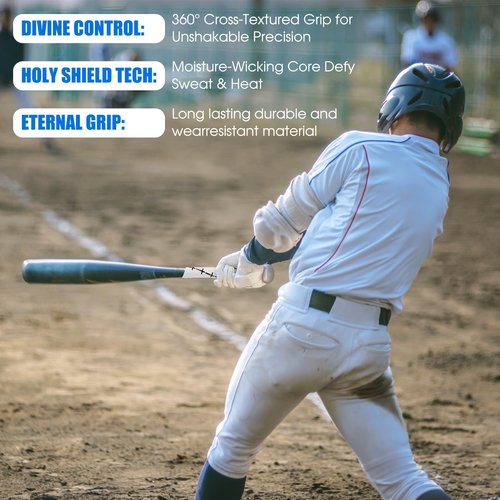 ArtisanWonders Cross Baseball Bat Grip Tape 1.75mm Precut - Full Adhesive Bat Wraps for Baseball/Softball/Cricket (White) | Batting Grip Tape with Enhanced Thickness & Religious Design