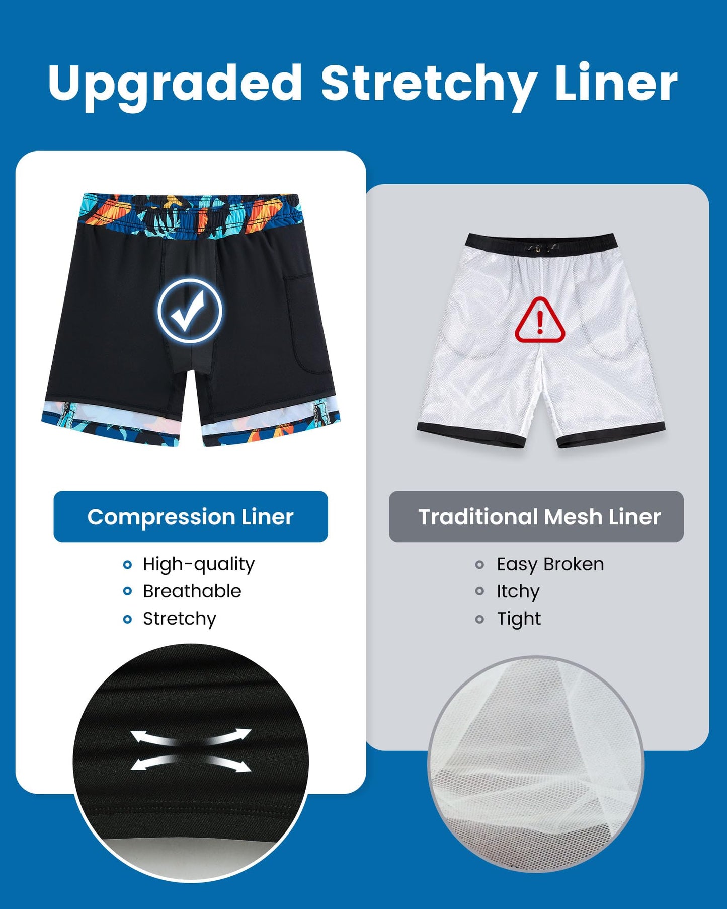 maamgic 2 in 1 Mens Swim Trunks 7 Inch Swim Shorts Swim Suits Board Shorts
