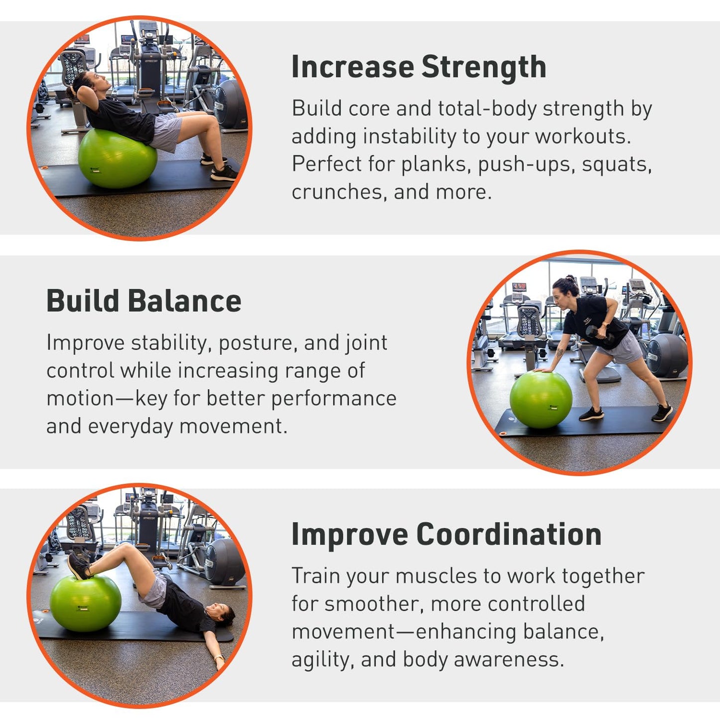 Body Sport Slow Release 55cm Exercise Ball with Pump, Gym Equipment for Home or Office, Stability Fitness Ball, Pregnancy Ball, Core Strength Training Equipment