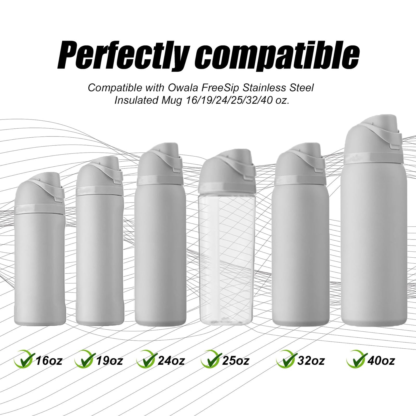 4pcs Replacement Stopper Compatible with Owala FreeSip 24oz 32oz, Water Bottle Top Lid Gasket for Owala 19/24/32/40oz Seal Bottle Cap Mouth Stopper Part Silicone Plug Accessories BPA-Free (White)