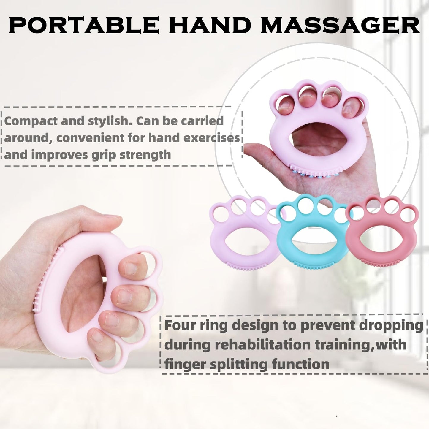 DEEYOTA Finger Exerciser & Hand Strengthener Rehab,Hand Exercisers for Therapy,Hand Exerciser,Grip Exerciser Hand Strengthener（4 Pcs）