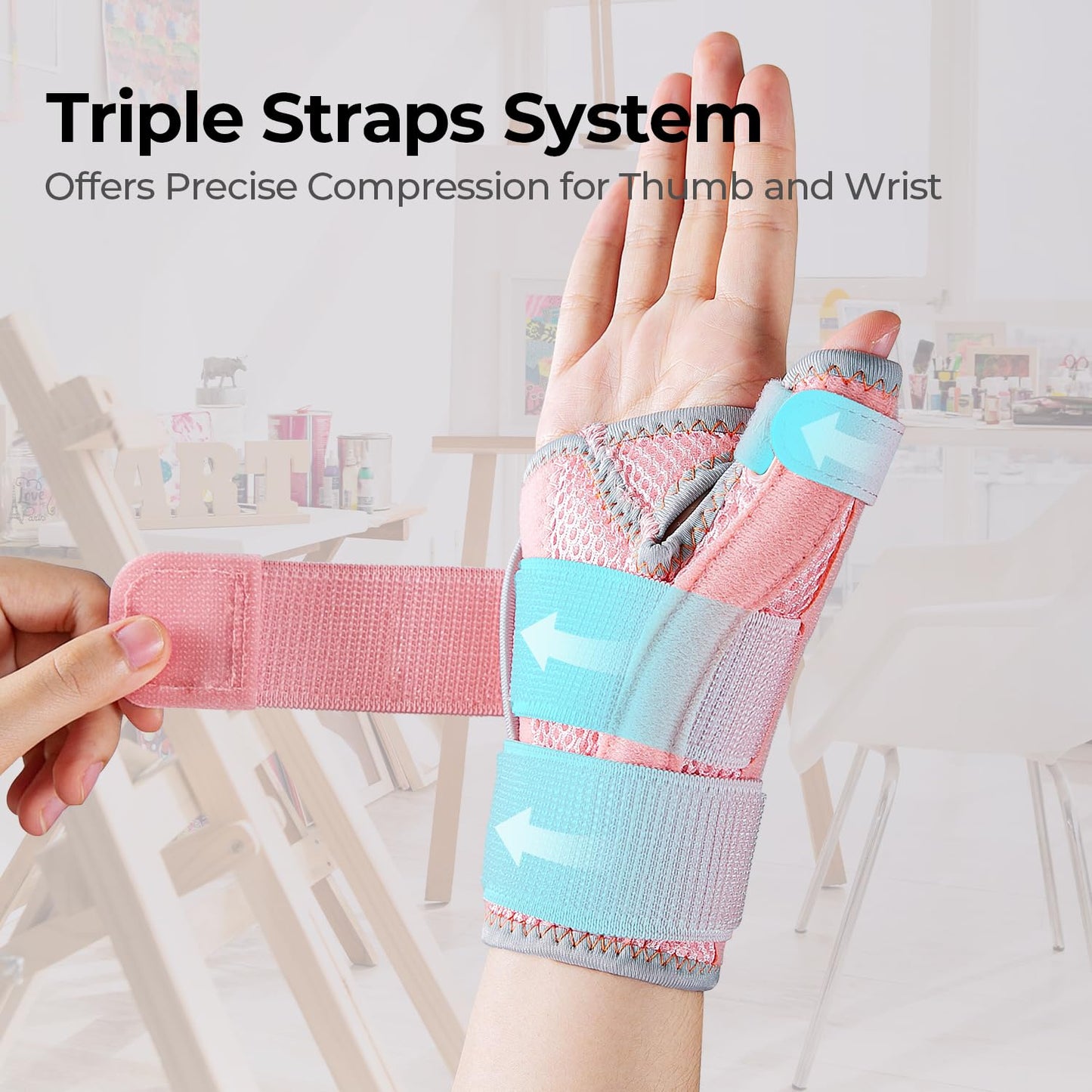 CURECARE Thumb Splint, Reversible Thumb Spica Splint Right& Left Hand, Pink