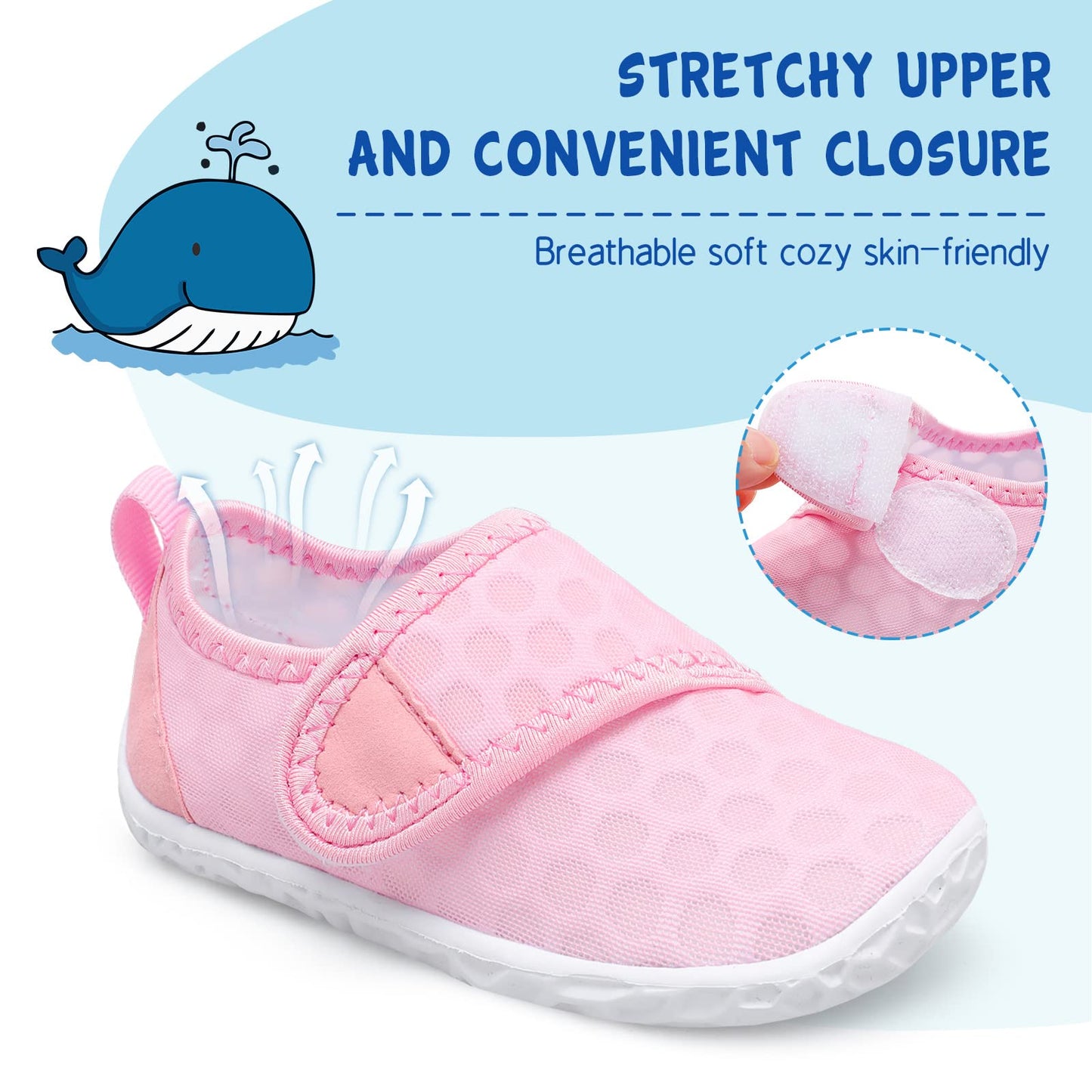 LeIsfIt Toddler Water Shoes Boys Girls Barefoot Aqua Socks Kids Breathable Quick-Dry Swim Shoes for Beach Pool Surf, Pink, 6 Toddler
