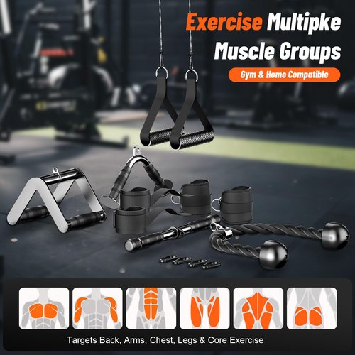 JOTUPLUN Cable Machine Attachment for Home Gym, Tricep Press LAT Pull Down Attachment, Tricep Press Down Cable Accessories for Weight Fitness Multiple Options