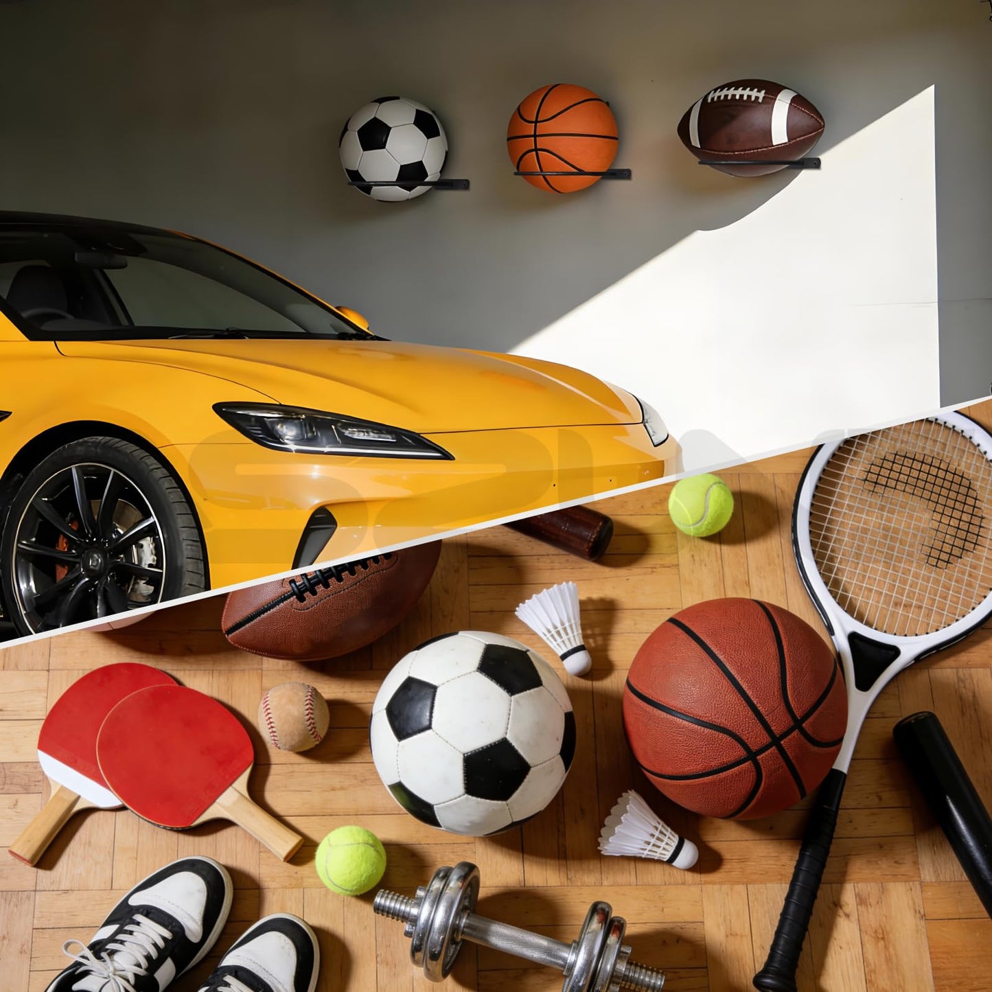 ASZUNE 36Pack Basketball Holder Ball Holder Wall Mount Storage Display Universal Ball Rack Metal Black Rack Holder Space Saver for Basketball Football Volleyball Soccer