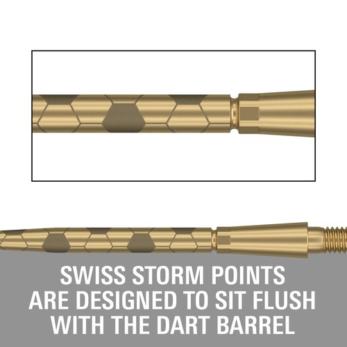TARGET Darts Swiss Point Storm Steel Dart Points, Onyx (3 Pack Set of Tips) 35MM ??Gold | Change Dart Points, Spare Tips, Professional Darts Accessories