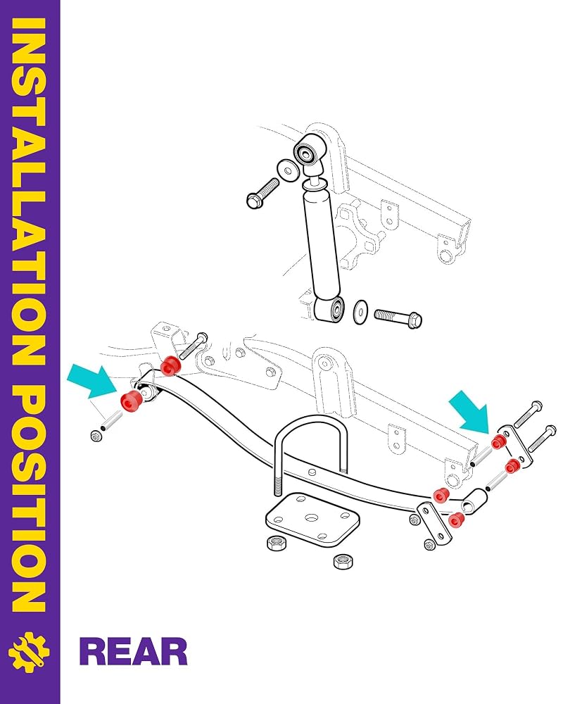 Rear Bushing Kit for EZGO RXV Golf Cart—Polyurethane Leaf Spring Bushings & Sleeves 2008-Up (620160 620161 624030)