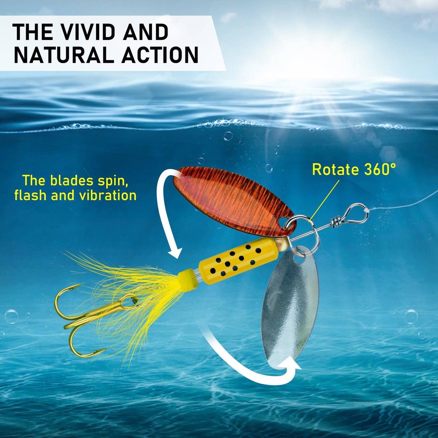 THKFISH Spinner Baits Fishing Spinners Spinnerbait Trout Lures Fishing Lures for Bass Trout Crappie