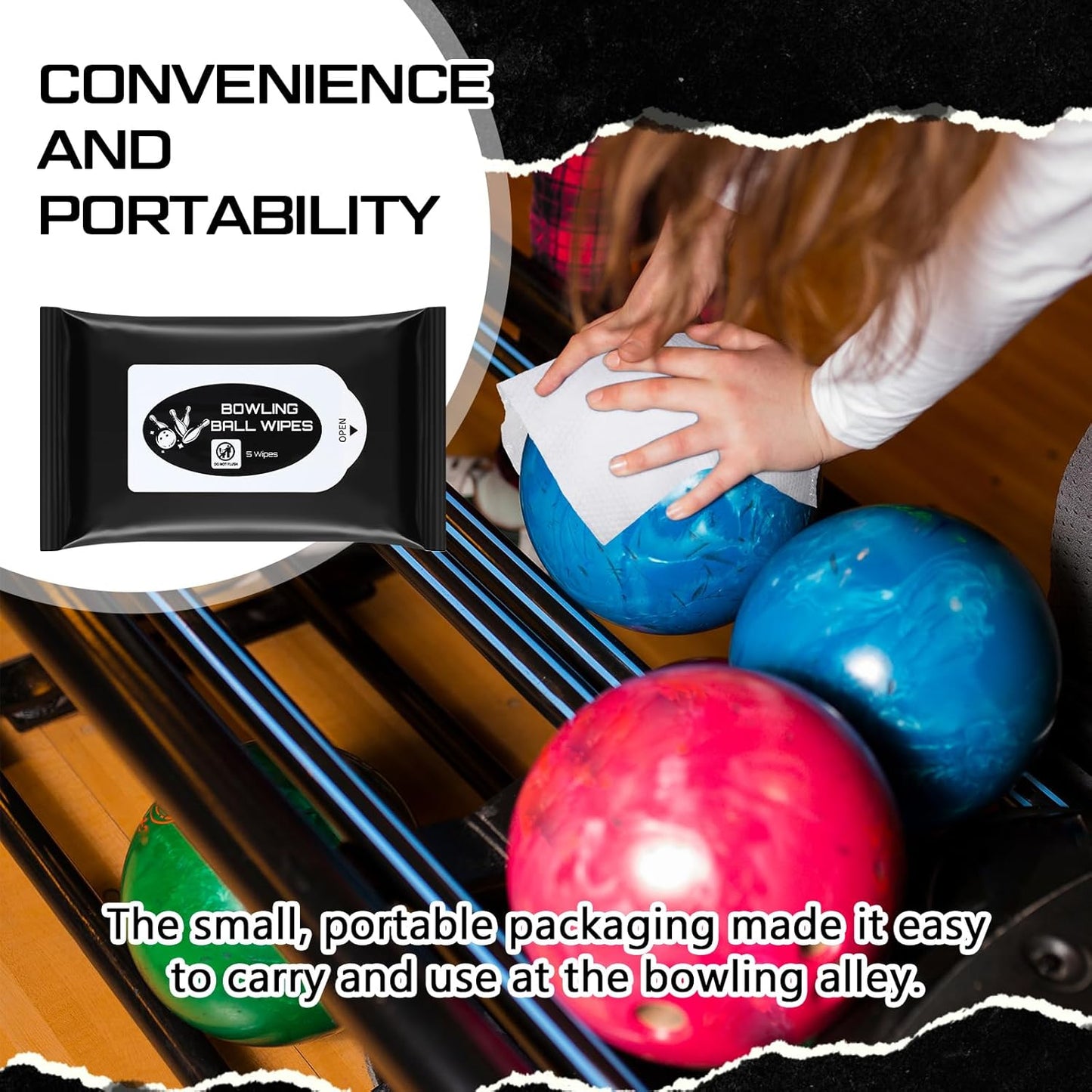 12 Pack Bowling Ball Cleaning Wipes Cleaner Kit Bowling Wipes to Wipe Off Ball Accessories 5 Per Pack