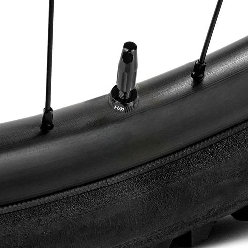 HAKULA MATATA Tubeless Presta Valve Stem 48 mm, Super Light Alloy Tubeless Tire Valve Stems with Caps Integrated Core Removal Tool, Fits Most MTB Mountain Bikes Rims, Pair, Black