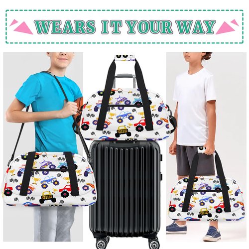 Kids Duffel Bag for Boys - Sport Gym Bag for Woman Man Weekender Overnight Bag Travel Duffle Bag Practice Workout Dance(Car)