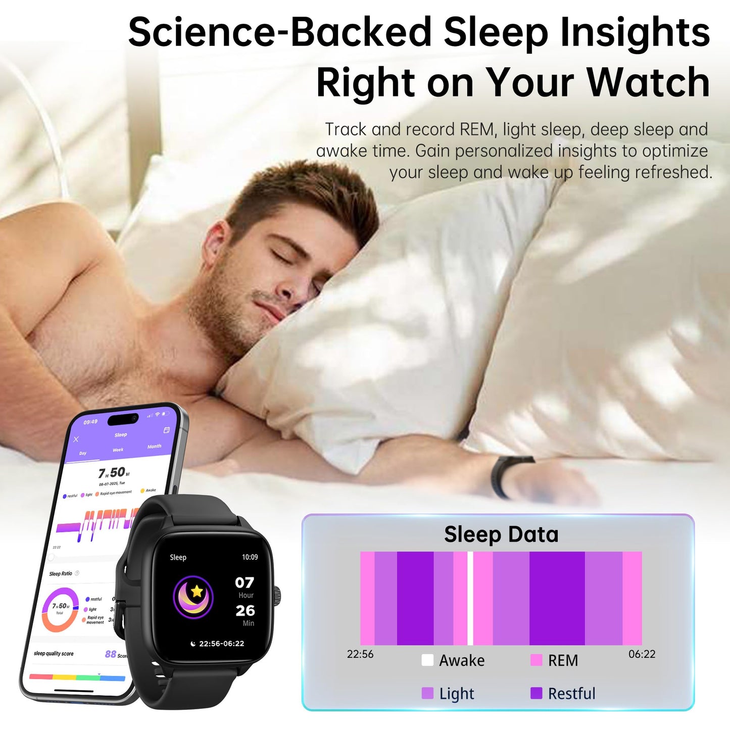 Sunorshop Fitness Tracker Answer/Make Calls, Smart Watch with Blood Pressure, Blood Oxygen, 24/7 Heart Rate Monitor, 120+ Sport Mode Activity Tracker, Waterproof Sleep Tracker for Women Men