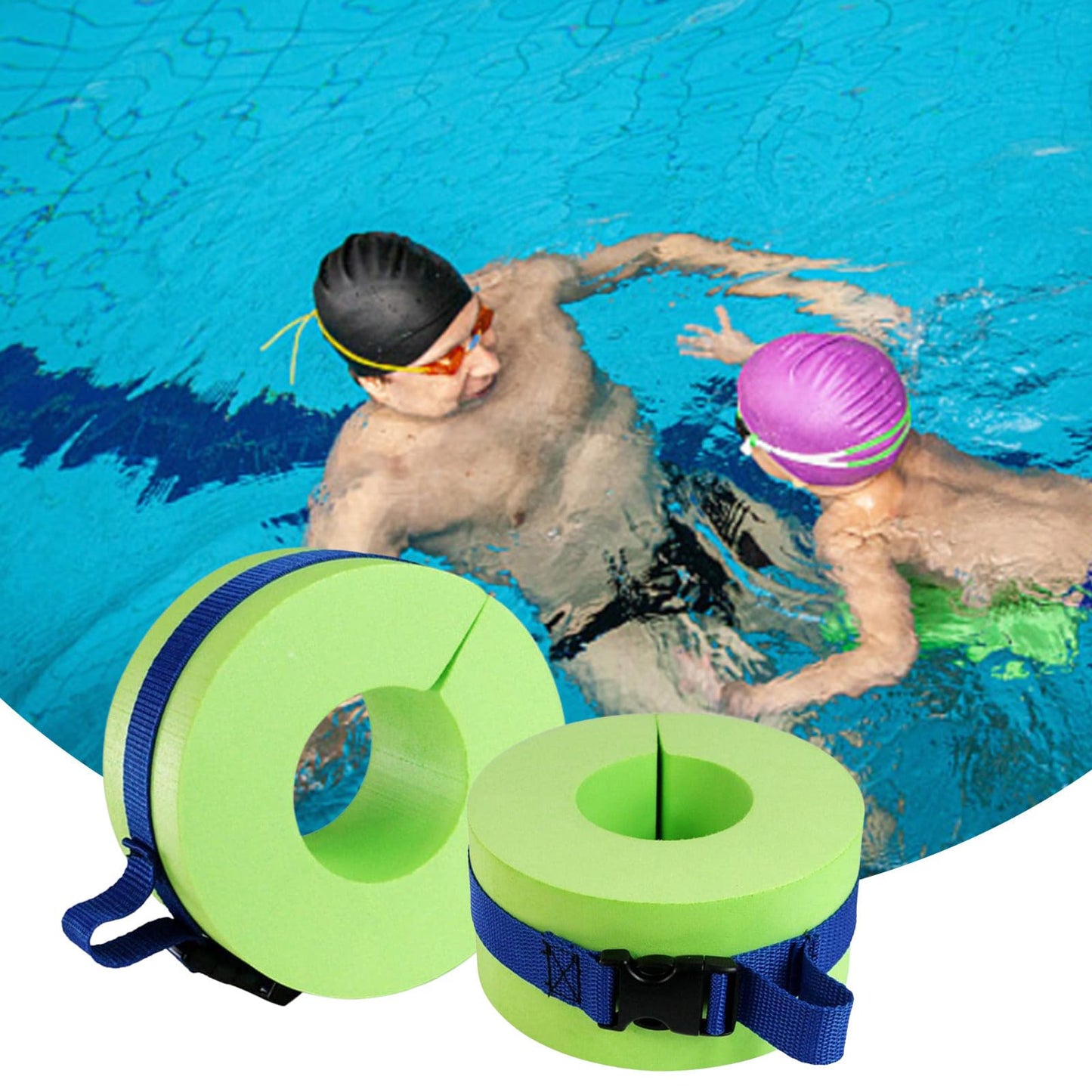 2 Pieces Foam Swim Aquatic Cuffs Equipment Water Aerobics Float Ring with Detachable Hook and Loop Fastener Fitness Workout Set for Swimming Fitness Training Pool Exercise for Arms Ankles