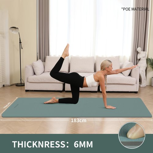 WOHAO Extra Thick 8mm Yoga Mat for Women & Men – 72"x28" Non-Slip 2-Sided (Dual Color) Exercise Mat – Thick Yoga Mat for Home Gym, Pilates, Stretching (Dark green+Dark grey, 183 * 70 * 0.6cm)