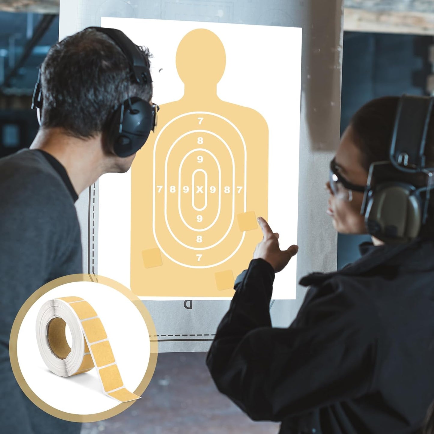 2000pcs/2 Rolls Target Pasters, 1 Inch Self-Adhesive Target Stickers Tape Square Shooting Cardboard Paper Targets Label Marker for Shooting Range Practice