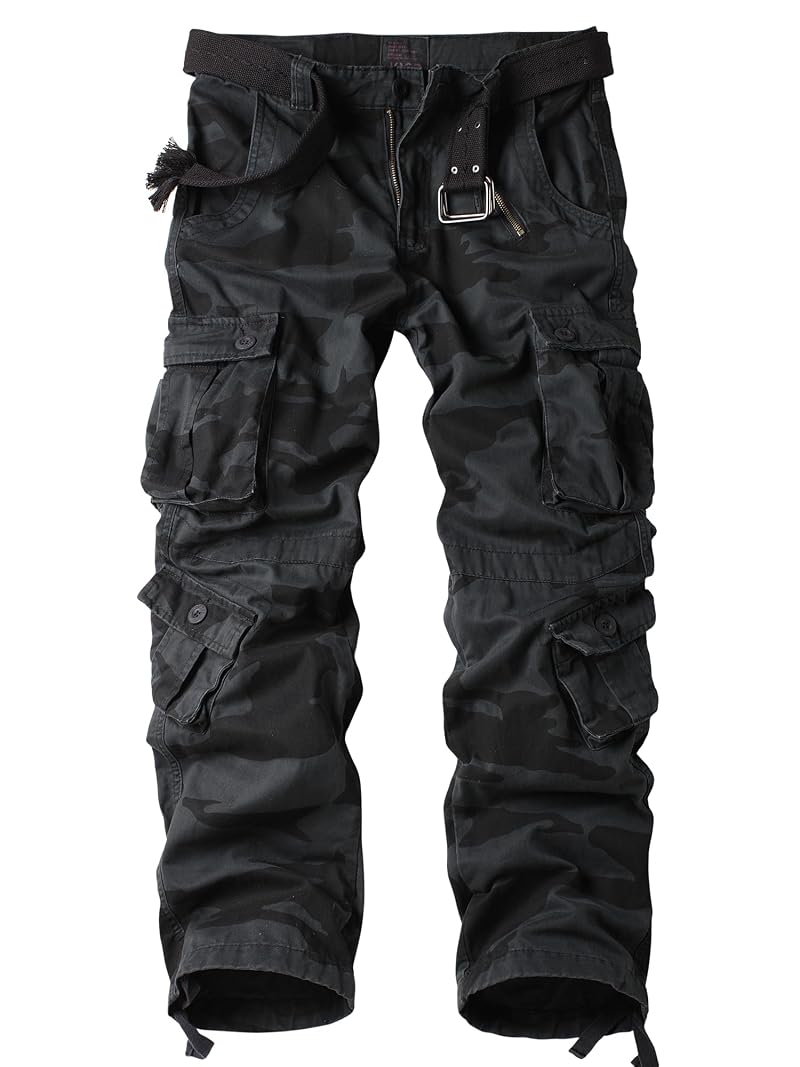Men's Camo Cargo Work Pants Cotton Tactical 8-Pocket, Zhandi-09+32'' Inseam+44